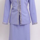 Woman's  Size 26 Manhattan Couture 17360 Sequin Trimmed Round Neck Jacket Godet Skirt 3pc Suit
