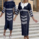 Woman's Donna Vinci Navy and White Linen Jacket Dress