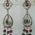 sz 4.5 cz solitaire ruby emerald twotone bangle bracelet jewelery