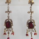 natural ruby antique style cz dangler earing jewelery