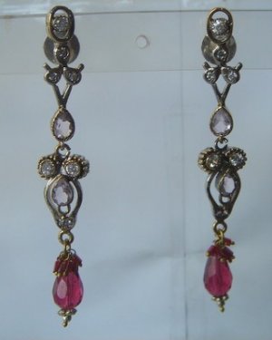 red matching antique style cz dangler earing jewelery