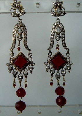 blue matching antique style cz dangler earing jewelery
