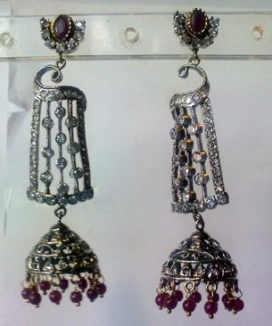 natural ruby emerald antique style cz dangler earing jewelery