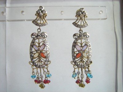 pink matching antique style cz dangler earing jewelery