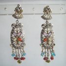 pink matching antique style cz dangler earing jewelery