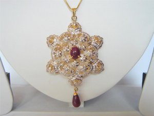 natural ruby cz matching antique style dangler earing jewelery