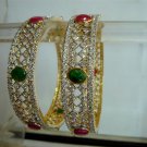 indian designer handmade twotone cz pendant earing jewelery set