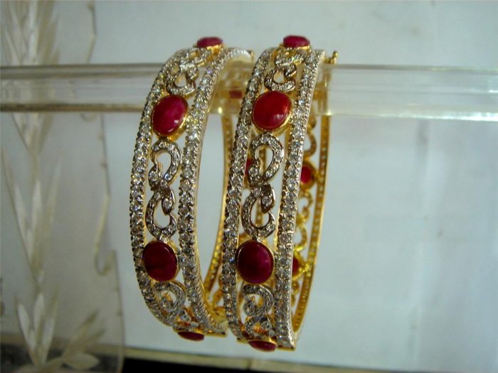 fine cz India Handmade twotone necklace earing jewelery