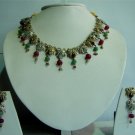 Handmade Magenta CZ studded Twotone Choker Necklace set