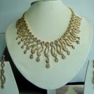 fine cz India Handmade twotone necklace earing jewelery