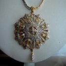 solitaure ruby emerald & cz twotone necklace earing set