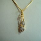 pink golden turquoise simulated diamond necklace earing