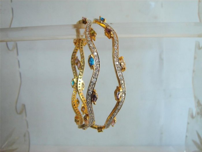 multicolour cz studded gold plated necklace earing set