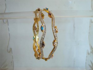 multicolour cz studded gold plated necklace earing set