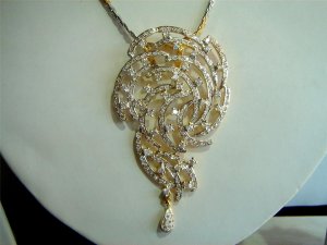 handmade fine cz necklace earing jewelery twotone platd