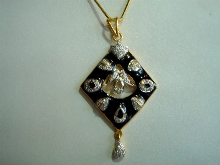 solitaire ruby cz handmade twotone pendant earing jewelery set