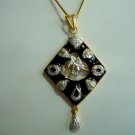 solitaire ruby cz handmade twotone pendant earing jewelery set