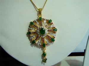 fine cz India Handmade twotone necklace earing jewelery