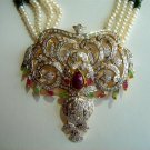 indian designer handmade twotone cz pendant earing jewelery set