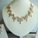 indian designer handmade twotone cz pendant earing jewelery set