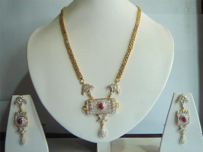 cz Handmade rhodium Mangalsutra Pendant jewelery set