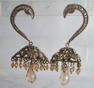 indian designer handmade twotone cz pendant earing jewelery set