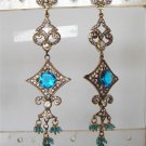 indian blue enamel meena twotone cz pendant earing jewelery set