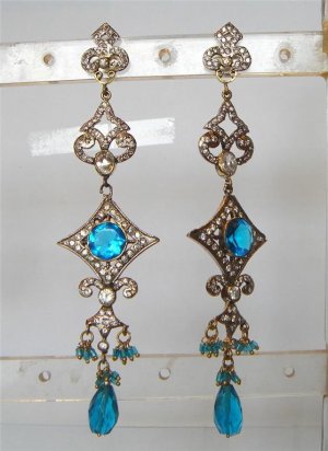 indian blue enamel meena twotone cz pendant earing jewelery set