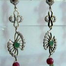 solitaire ruby cz handmade twotone pendant earing jewelery set