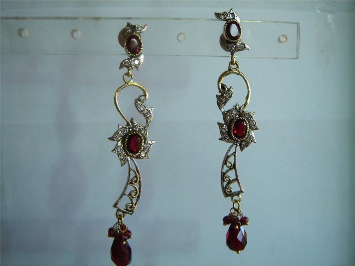 natural ruby emerald twotone cz pendant earing jewelery set