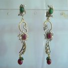 natural ruby emerald twotone cz pendant earing jewelery set