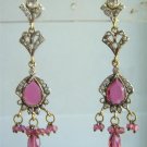 magenta matching twotone pendant earing cz jewelery set