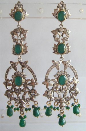 fine cz India Handmade twotone necklace earing jewelery