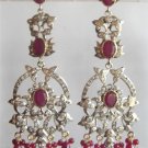 solitaire ruby & cz twotone pendant earing chain set