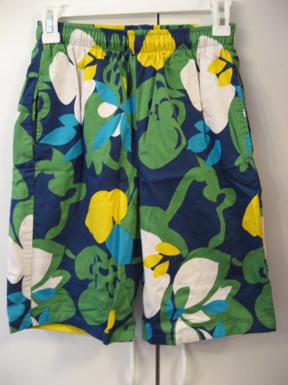 Original Jams World Surf Line Hawaii Board shorts S green flowers