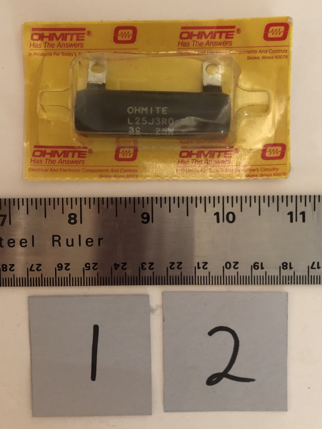 Ohmite L25J3R0 3 Ohms 25 Watts Wirewound Ceramic Power Resistor Qty. 1