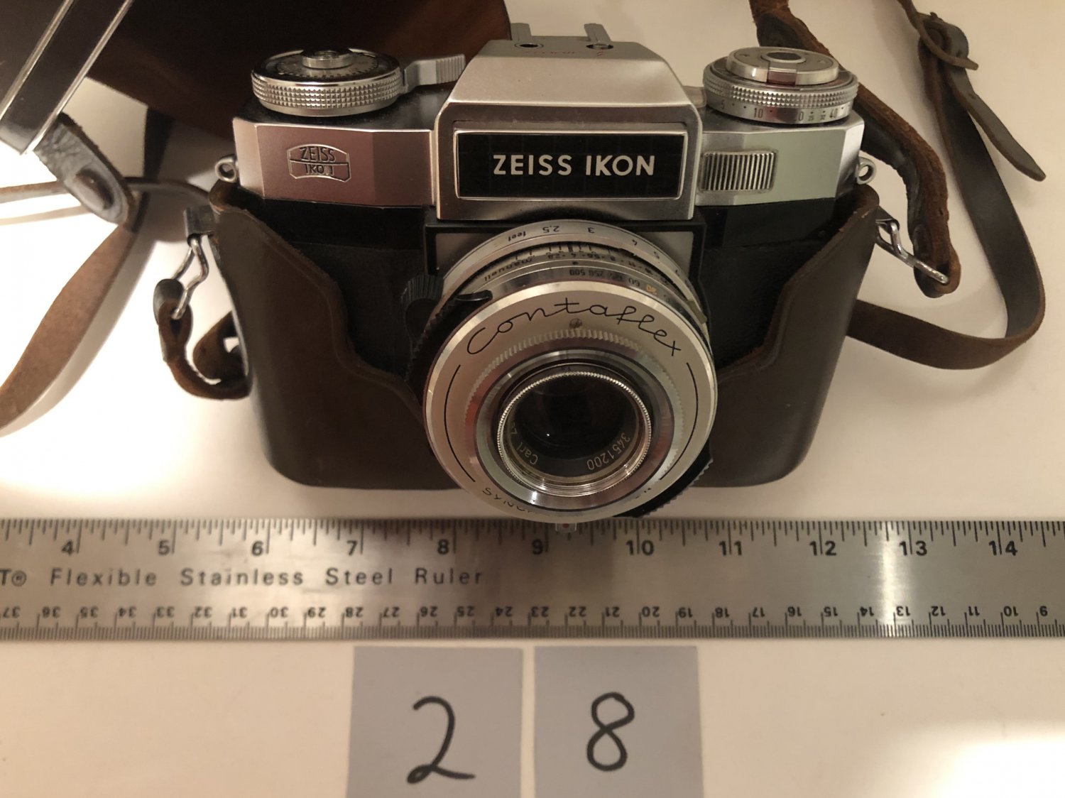Zeiss Ikon 35mm Contaflex Synchro-Compur 2.8 50mm w Leather Case