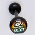 14 GUAGE "GOD MADE GRASS MAN AMDE BOOZE" BLACK FLEXI TONGUE RING BARBELL BODY JEWELRY