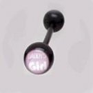 14 GAUGE BAD WORD LOGO " DADDYS GIRL " BLACK FLEXI TONGUE RING BARBELL BODY JEWELRY