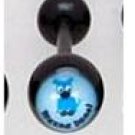 14 GAUGE BAD WORD " DOG WANNA BONE " LOGO BLACK FLEXI TONGUE RING BARBELL BODY JEWLERY