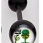 14 GAUGE BAD WORD LOGO " TAKE ME TO YOUR DEALER ET " BLACK FLEXI TONGUE RING BARBELL BODY JEWELRY