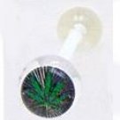14 GAUGE GREEN POT LEAF BLACK & WHITE BACK GROUND CLEAR FLEXI TONGUE RING BARBELL BODY JEWELRY