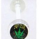 14 GAUGE " POT STAR "GREEN POT LEAF CLEAR FLEXI TONGUE RING BARBELL BODY JEWELRY