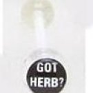 14 GAUGE LOGO " GOT HERB? " BAD WORD CLEAR FLEXI TONGUE RING BARBELL BODY JEWELRY