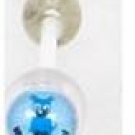 14 GAUGE BAD WORD " DOG WANNA BONE " LOGO CLEAR FLEXI TONGUE RING BARBELL BODY JEWELRY