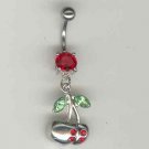 14 GAUGE RED CZ PRONG CHERRY BELLY NAVEL RING BODY JEWELRY #4