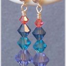 Swarovski Crystal Earrings in Purple, Teal, Blue & Coral