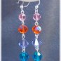 Long Dangle Earrings in Jewel Tone Swarovski Crystals & Sterling Silver