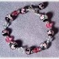 Black & Pink Lampwork & Swarovski Crystal Bracelet
