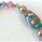 Green & Pink Vintage Venetian Glass & Swarovski Crystal Bracelet